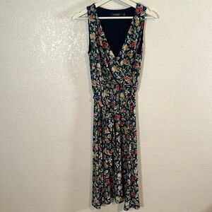 Lauren Ralph Lauren Floral Faux Wrap Dress Midi Length Size 6